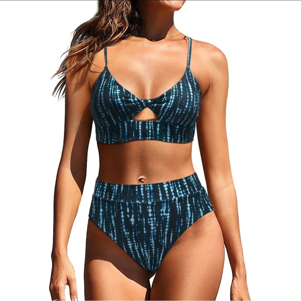 Blue Tie-Dye High Waist Bikini Set - Brand